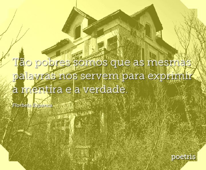 Tão pobres somos que as mesmas palavras nos servem para exprimir a mentira e a verdade