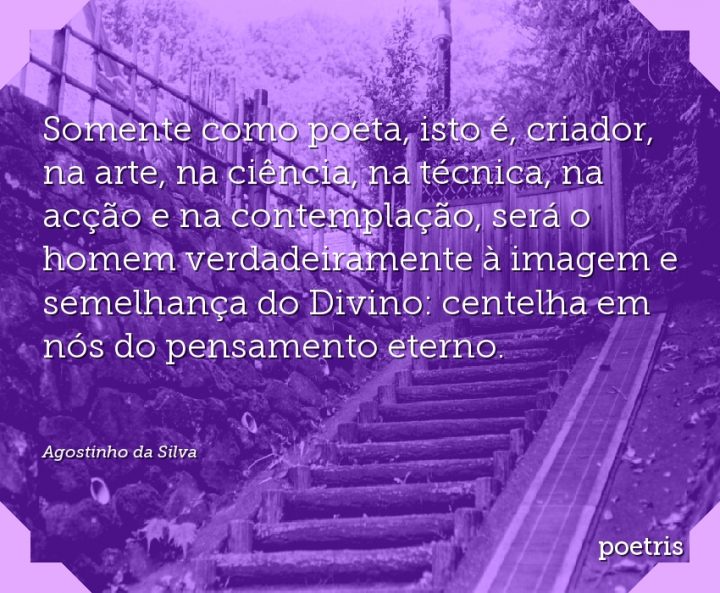 Somente como poeta, isto é, criador, na arte, na ciência, na técnica