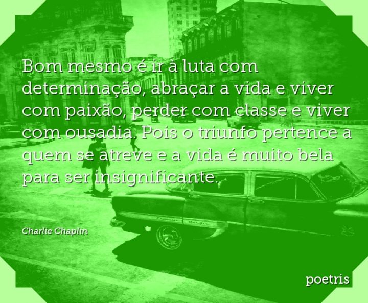 Bom mesmo é ir à luta com determinação, abraçar a vida e viver com paixão