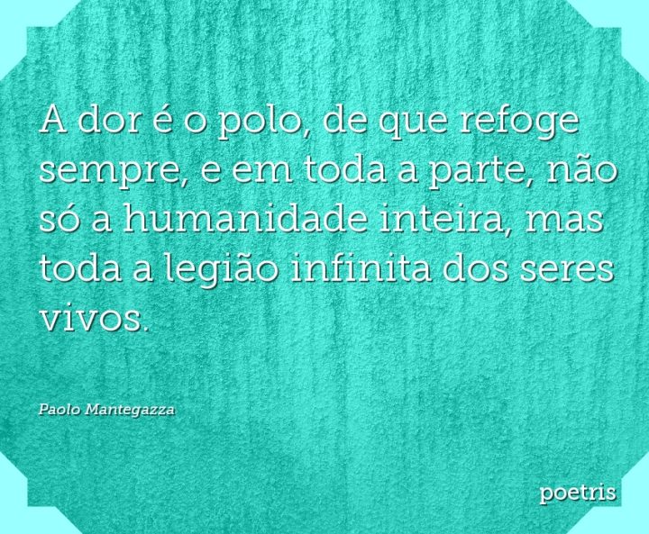 A dor é o polo, de que refoge sempre, e em toda a parte, não só a humanidade inteira