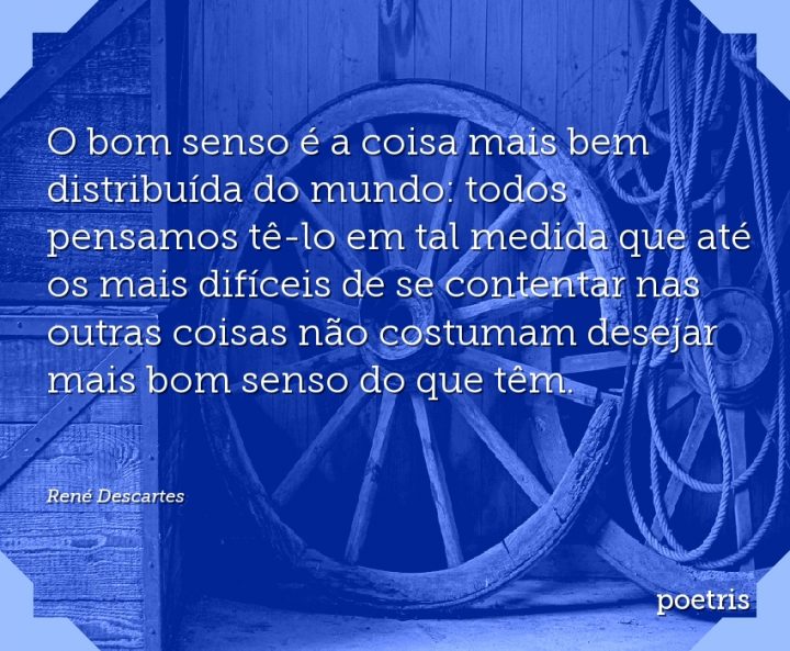 O bom senso é a coisa mais bem distribuída do mundo: todos pensamos tê-lo em tal medida que