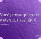 Você pensa que tudo é eterno, mas não é