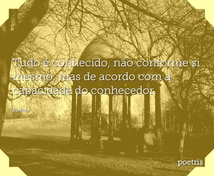 Tudo é conhecido, não conforme si mesmo, mas de acordo com a capacidade do conhecedor
