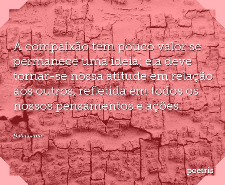 A compaixão tem pouco valor se permanece uma ideia; ela deve tornar-se nossa atitude em