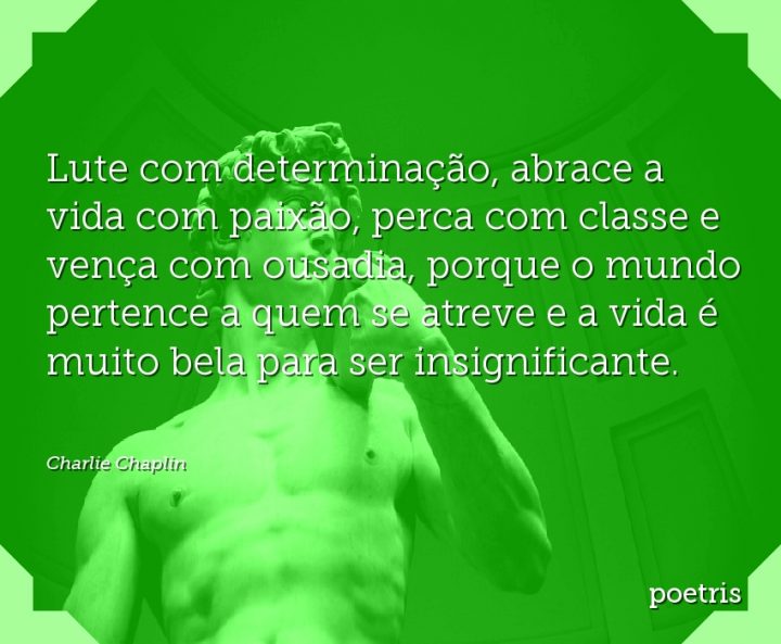 Lute com determinação, abrace a vida com paixão, perca com classe e vença com ousadia