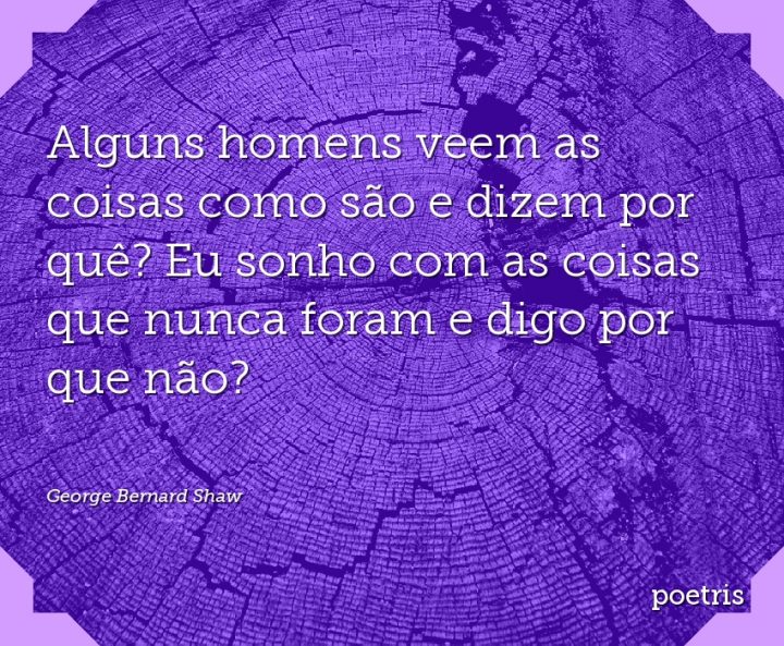 Alguns homens veem as coisas como são e dizem por quê