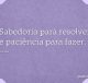 Sabedoria para resolver e paciência para fazer